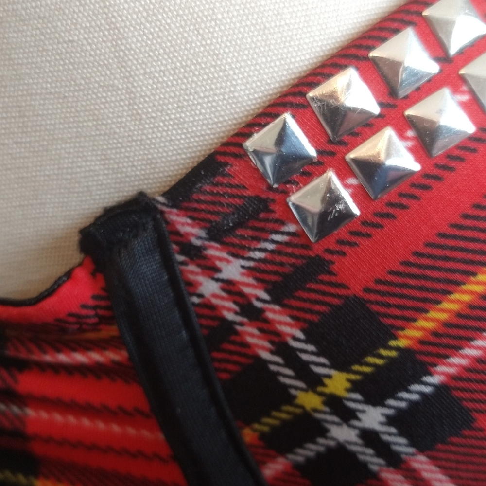 ❌SOLD Morbid Threads Punk Corset Bustier Red Plaid Goth - Picture 9 of 11